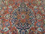 1950S PERSIAN KASHAN RUG 4X7 - RED, NAVY BLUE - WOOL