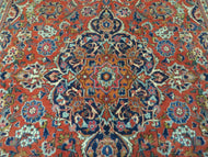 1950S PERSIAN KASHAN RUG 4X7 - RED, NAVY BLUE - WOOL