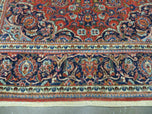 1950S PERSIAN KASHAN RUG 4X7 - RED, NAVY BLUE - WOOL