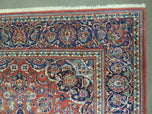 1950S PERSIAN KASHAN RUG 4X7 - RED, NAVY BLUE - WOOL