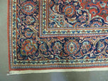 1950S PERSIAN KASHAN RUG 4X7 - RED, NAVY BLUE - WOOL