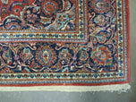 1950S PERSIAN KASHAN RUG 4X7 - RED, NAVY BLUE - WOOL