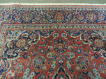 1950S PERSIAN KASHAN RUG 4X7 - RED, NAVY BLUE - WOOL