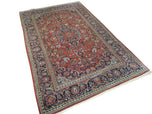 1950S PERSIAN KASHAN RUG 4X7 - RED, NAVY BLUE - WOOL