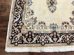 1940S PERSIAN KIRMAN RUG 4X7, WOOL HAND KNOTTED ANTIQUE CARPET, BEIGE, SEMI OPEN FIELD MEDALLION RUG, TRADITIONAL HANDMADE ORIENTAL RUG
