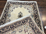 1940S PERSIAN KIRMAN RUG 4X7, WOOL HAND KNOTTED ANTIQUE CARPET, BEIGE, SEMI OPEN FIELD MEDALLION RUG, TRADITIONAL HANDMADE ORIENTAL RUG