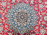 1960S PERSIAN NAIN RUG 8X12, RED AND IVORY, SIGNED - RED, IVORY, LIGHT BLUE - LUXURIOUS