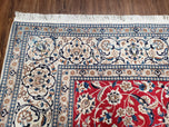 1960S PERSIAN NAIN RUG 8X12, RED AND IVORY, SIGNED - RED, IVORY, LIGHT BLUE - LUXURIOUS