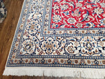 1960S PERSIAN NAIN RUG 8X12, RED AND IVORY, SIGNED - RED, IVORY, LIGHT BLUE - LUXURIOUS