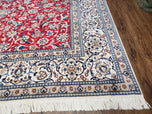 1960S PERSIAN NAIN RUG 8X12, RED AND IVORY, SIGNED - RED, IVORY, LIGHT BLUE - LUXURIOUS