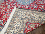 1960S PERSIAN NAIN RUG 8X12, RED AND IVORY, SIGNED - RED, IVORY, LIGHT BLUE - LUXURIOUS