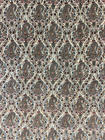 1950S PERSIAN QUM RUG 5X6, CREAM WOOL HAND KNOTTED CARPET, REPEATED BOTEH PAISELY DESIGN, SEMI ANTIQUE VINTAGE RUG, VERY FINE WEAVE 5X6 RUG