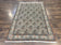 1950S PERSIAN QUM RUG 5X6, CREAM WOOL HAND KNOTTED CARPET, REPEATED BOTEH PAISELY DESIGN, SEMI ANTIQUE VINTAGE RUG, VERY FINE WEAVE 5X6 RUG