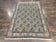 1950S PERSIAN QUM RUG 5X6, CREAM WOOL HAND KNOTTED CARPET, REPEATED BOTEH PAISELY DESIGN, SEMI ANTIQUE VINTAGE RUG, VERY FINE WEAVE 5X6 RUG
