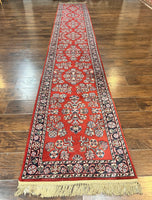 1960S PERSIAN SAROUK RUNNER 2.7X16 - RED, BLACK - FLORAL ALLOVER