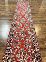 1960S PERSIAN SAROUK RUNNER 2.7X16 - RED, BLACK - FLORAL ALLOVER
