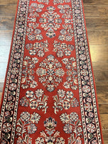 1960S PERSIAN SAROUK RUNNER 2.7X16 - RED, BLACK - FLORAL ALLOVER