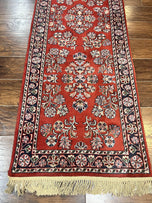 1960S PERSIAN SAROUK RUNNER 2.7X16 - RED, BLACK - FLORAL ALLOVER