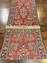 1960S PERSIAN SAROUK RUNNER 2.7X16 - RED, BLACK - FLORAL ALLOVER