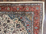 1940S PERSIAN SAROUK RUG 8X12, WOOL HAND KNOTTED ANTIQUE CARPET, FLORAL MEDALLION, CREAM RED, TRADITIONAL ORIENTAL RUG