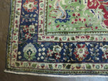 1950S PERSIAN TABRIZ RUG 7X10, RED AND BLUE, MEDALLION RUG - RED, BLUE, LIGHT GREEN - WOOL