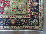 1950S PERSIAN TABRIZ RUG 7X10, RED AND BLUE, MEDALLION RUG - RED, BLUE, LIGHT GREEN - WOOL