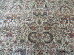 1950S PERSIAN TABRIZ RUG 8X10, BIRDS BOTEH PAISLEYS, CREAM AND RED, ALLOVER PATTERN