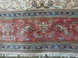 1950S PERSIAN TABRIZ RUG 8X10, BIRDS BOTEH PAISLEYS, CREAM AND RED, ALLOVER PATTERN