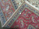 1950S PERSIAN TABRIZ RUG 8X10, BIRDS BOTEH PAISLEYS, CREAM AND RED, ALLOVER PATTERN