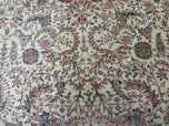 1950S PERSIAN TABRIZ RUG 8X10, BIRDS BOTEH PAISLEYS, CREAM AND RED, ALLOVER PATTERN