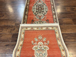 1960S PERSIAN TABRIZ RUNNER RUG 3X12 - TERRACOTTA, BEIGE-TAN, SEAFOAM GREEN - WOOL