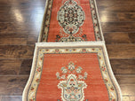1960S PERSIAN TABRIZ RUNNER RUG 3X12 - TERRACOTTA, BEIGE-TAN, SEAFOAM GREEN - WOOL