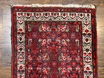 1960S PERSIAN TRIBAL RUNNER 3X9, HAMADAN DARGAZIN RUG, DARK BLUE AND RED WOOL HAND KNOTTED HALLWAY RUG, VINTAGE ANTIQUE ORIENTAL RUNNER, 9FT LONG RUNNER, HERATI