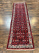 1960S PERSIAN TRIBAL RUNNER 3X9, HAMADAN DARGAZIN RUG, DARK BLUE AND RED WOOL HAND KNOTTED HALLWAY RUG, VINTAGE ANTIQUE ORIENTAL RUNNER, 9FT LONG RUNNER, HERATI