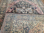 1920S ANTIQUE PERSIAN SAROUK FARAHAN RUG 4X6 - LIGHT RED, BEIGE, DARK BLUE - WOOL