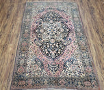 1920S ANTIQUE PERSIAN SAROUK FARAHAN RUG 4X6 - LIGHT RED, BEIGE, DARK BLUE - WOOL