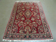 1920S AZERBAIJAN 1920S RED ANTIQUE PERSIAN SAROUK RUG 3X5 - RED, MIDNIGHT BLUE - WOOL