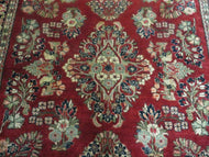 1920S AZERBAIJAN 1920S RED ANTIQUE PERSIAN SAROUK RUG 3X5 - RED, MIDNIGHT BLUE - WOOL