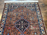 1940S RED PERSIAN HAMADAN RUG 4X6, WOOL HANDMADE ANTIQUE CARPET, GEOMETRIC MEDALLION RUG, ORIENTAL RUG 4X6, PERSIAN TRIBAL RUG, HAND KNOTTED RUG