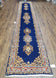 1950S NAVY BLUE PERSIAN KERMAN RUNNER - DARK BLUE, IVORY, LIGHT BLUE - OPEN FIELD MEDALLION