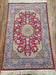 1950S PERSIAN ISFAHAN RUG, KORK WOOL ON SILK FOUNDATION - RED, MEDIUM/LIGHT BLUE, DARK VANILA - MEDALLION