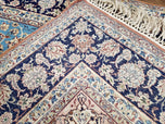 1940S PERSIAN ISFAHAN RUG 5X7, KORK WOOL ON SILK FOUNDATION, SKY BLUE - SKY BLUE, NAVY BLUE - KORK WOOL, SILK FOUNDATION