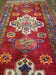 1950S ANTIQUE PERSIAN KARAJEH RUNNER RUG 4.4X11 FT, RED COLORFUL GEOMETRIC MEDALLION RUNNER