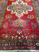 1950S ANTIQUE PERSIAN KARAJEH RUNNER RUG 4.4X11 FT, RED COLORFUL GEOMETRIC MEDALLION RUNNER