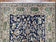 1950S SEMI ANTIQUE PERSIAN QUM TREE OF LIFE RUG, HAND-KNOTTED, WOOL, MIDNIGHT BLUE AND TAN, ANIMAL PICTORIALS, WRITTEN POEM IN BORDERS, 4' 8" X 7' 8"