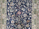 1950S SEMI ANTIQUE PERSIAN QUM TREE OF LIFE RUG, HAND-KNOTTED, WOOL, MIDNIGHT BLUE AND TAN, ANIMAL PICTORIALS, WRITTEN POEM IN BORDERS, 4' 8" X 7' 8"