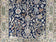 1950S SEMI ANTIQUE PERSIAN QUM TREE OF LIFE RUG, HAND-KNOTTED, WOOL, MIDNIGHT BLUE AND TAN, ANIMAL PICTORIALS, WRITTEN POEM IN BORDERS, 4' 8" X 7' 8"