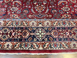 1940S SIGNED PERSIAN MASHAD RUG 8X10, WOOL ORIENTAL CARPET, SEMI ANTIQUE RUG, HAND KNOTTED, TRADITIONAL, RED, FLORAL ALLOVER,