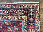 1940S SIGNED PERSIAN MASHAD RUG 8X10, WOOL ORIENTAL CARPET, SEMI ANTIQUE RUG, HAND KNOTTED, TRADITIONAL, RED, FLORAL ALLOVER,