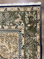 1960S WONDERFUL PERSIAN QUM RUG 6X9, ANIMAL PICTORIALS, TREE OF LIFE, DEER BIRDS, HAND KNOTTED ORIENTAL GHOM CARPET, SEMI ANTIQUE VINTAGE, NAVY BLUE GREEN